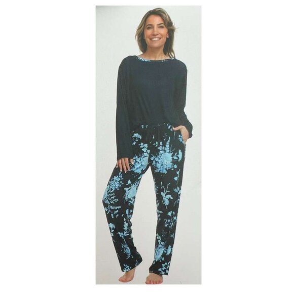 FN By Flora NIkrooz Women's Navy Floral Pyjama Set: 2 Pieces | Various Sizes - Picture 3 of 4